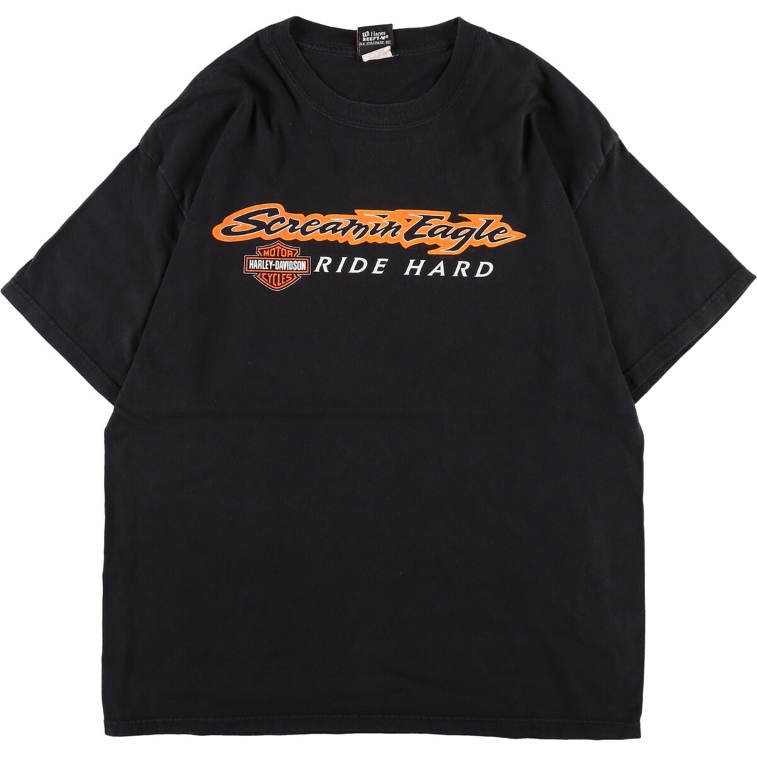 Harley Davidson(ハーレーダビッドソン)の古着 ヘインズ Hanes Harley-Davidson ハーレーダビッドソン 両面プリント モーターサイクル バイクTシャツ メンズM /eaa348925 メンズのトップス(Tシャツ/カットソー(半袖/袖なし))の商品写真