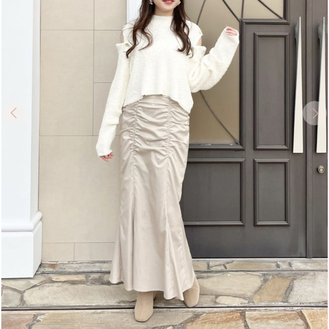 COCO DEAL(ココディール)のココディール　cocodeal ドレープギャザーマーメイドスカート　ベージュ レディースのスカート(ロングスカート)の商品写真
