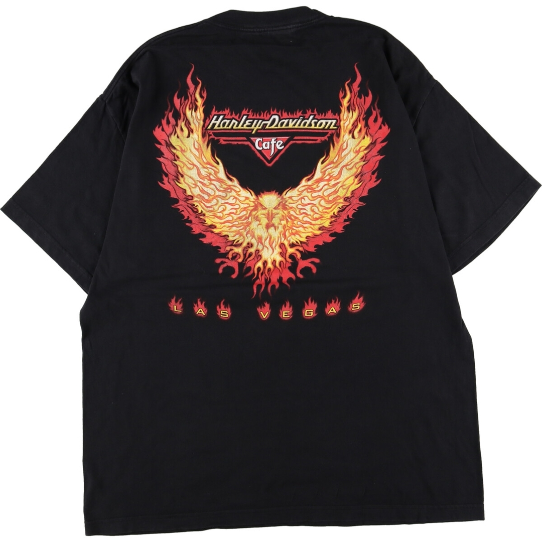 Harley Davidson(ハーレーダビッドソン)の古着 ハーレーダビッドソン Harley-Davidson CAFE LAS VEGAS 両面プリント モーターサイクル バイクTシャツ USA製 メンズXL /eaa348919 メンズのトップス(Tシャツ/カットソー(半袖/袖なし))の商品写真