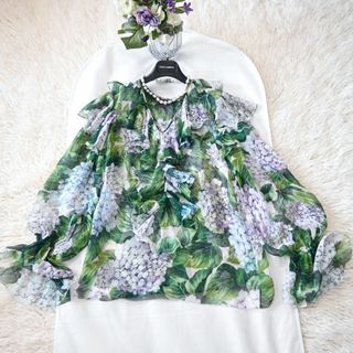 ドルチェアンドガッバーナ(DOLCE&GABBANA)の★DOLCE&GABBANA★未使用★シルク★hydrangea★プルオーバー(シャツ/ブラウス(長袖/七分))