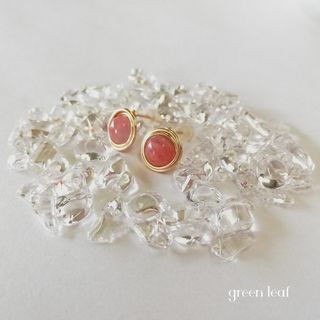 14kgf＊花翡翠の一粒ピアス～透き通るピンク～(ピアス)