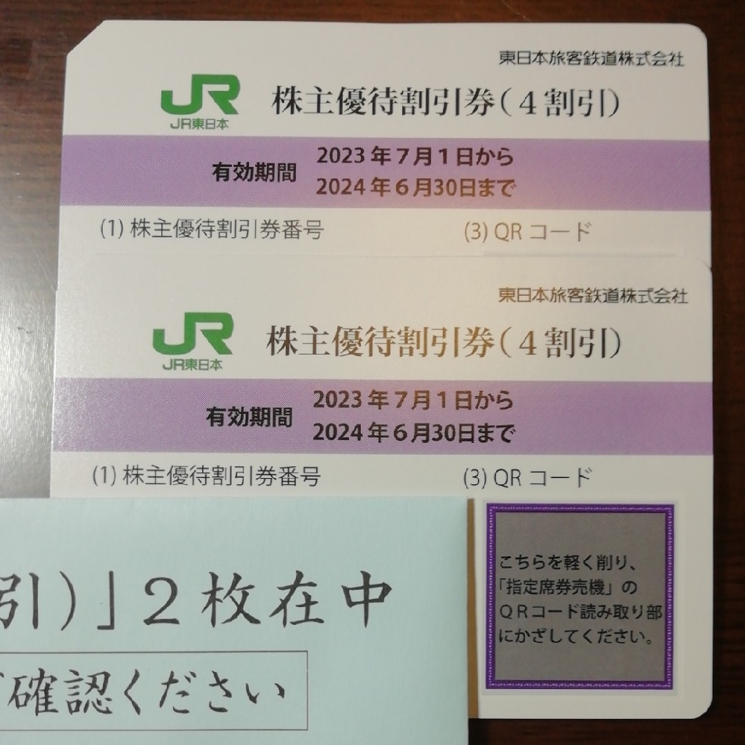 JR 東日本 株主優待割引券 2 枚 + 株主サービス券優待券/割引券