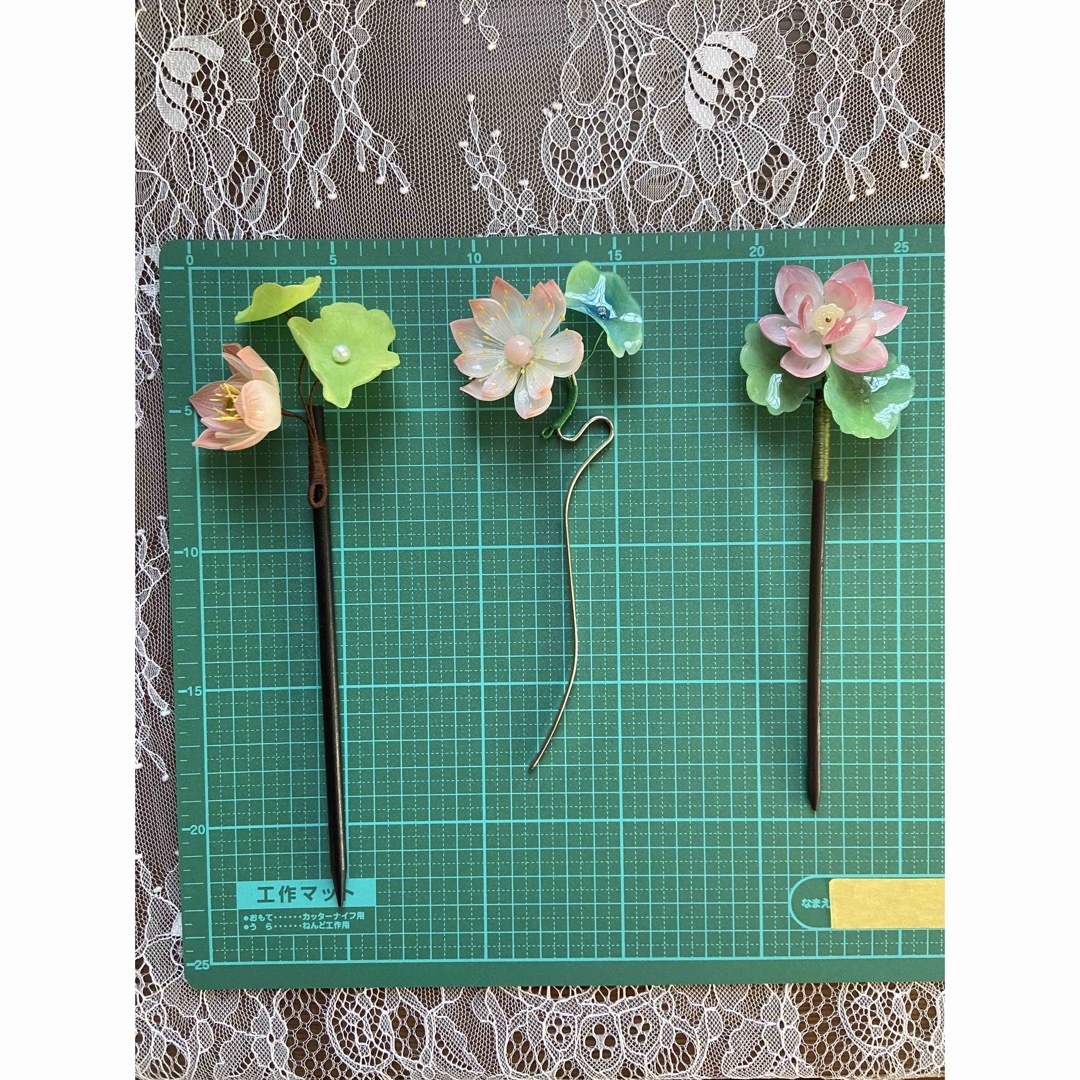 ハンドメイド ヘアアクセサリー かんざし 614 蓮の花