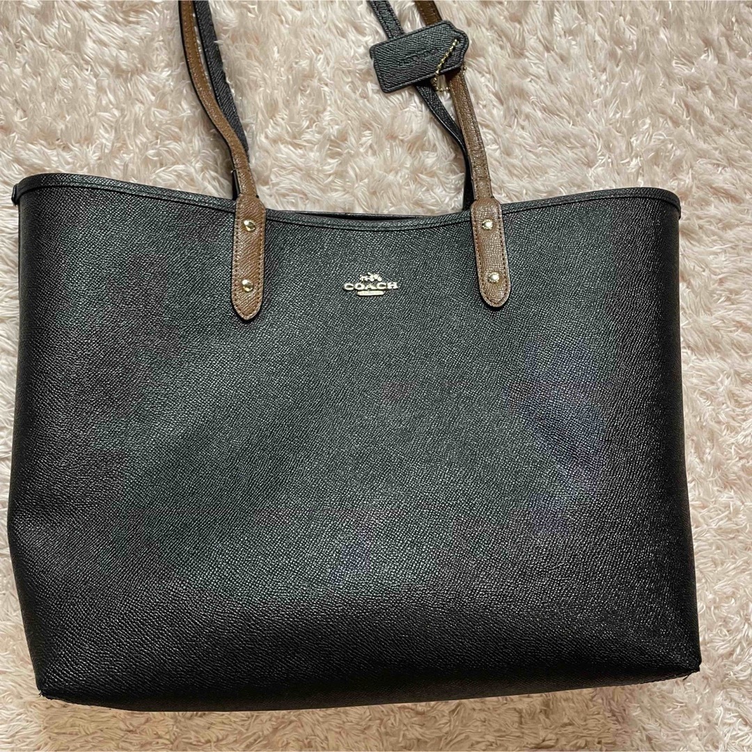 COACH - コーチ リバーシブル レオパード 黒 トートバッグ の通販 by