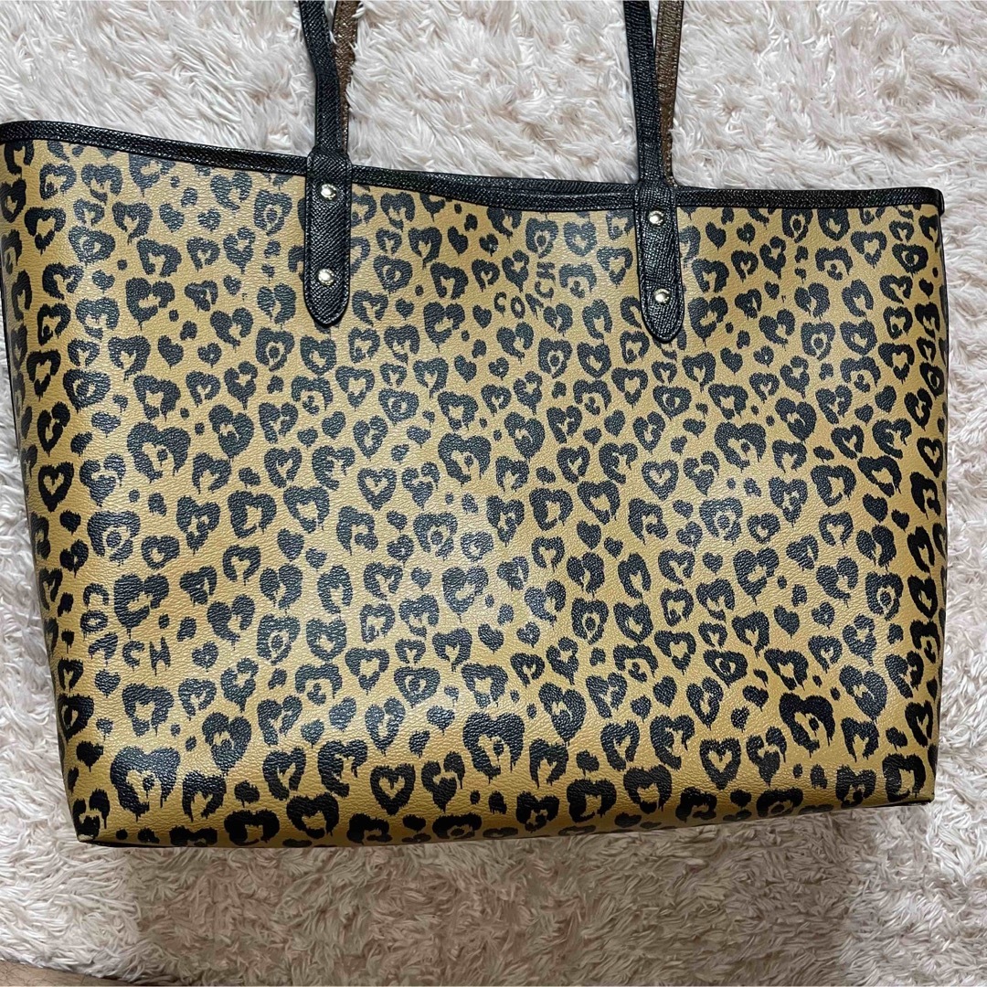 COACH - コーチ リバーシブル レオパード 黒 トートバッグ の通販 by