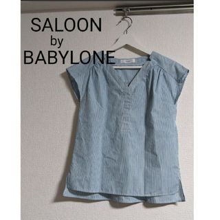 バビロン(BABYLONE)のSALOON by BABYLONEフレンチスリーブストライプブラウス(シャツ/ブラウス(半袖/袖なし))