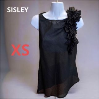 シスレー(Sisley)のシスレー　シアー ノースリーブ トップス　コサージュ付　フォーマル　黒　XS(その他)