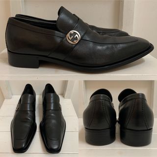 Gucci - GUCCI グッチ ITALY製 インターロッキングG装飾レザーサドル