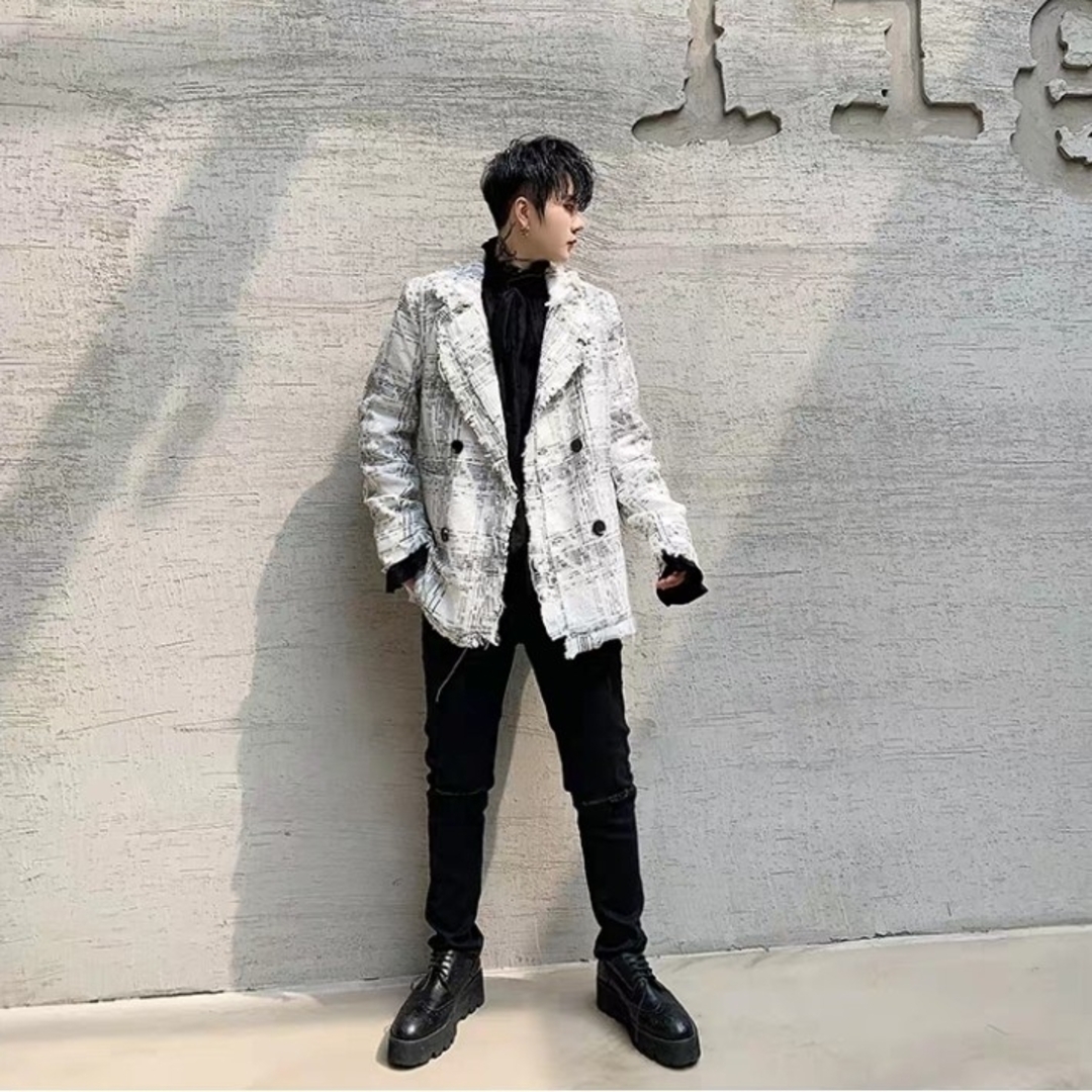 G③1 メンズ 白 デザイン スーツ 原宿 韓国 ファッション 服 オシャレ