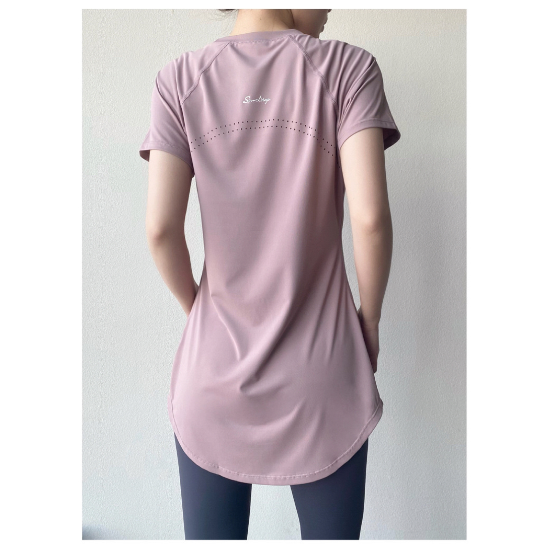 レディース ヨガウェア ピラティス Tシャツ 半袖 ピンク 大人気 L 通販