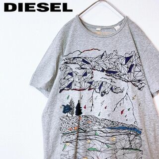 ディーゼル(DIESEL)のDIESEL　ディーゼル　半袖Tシャツ　paradise　プリント　Ｌ　グレー(Tシャツ/カットソー(半袖/袖なし))