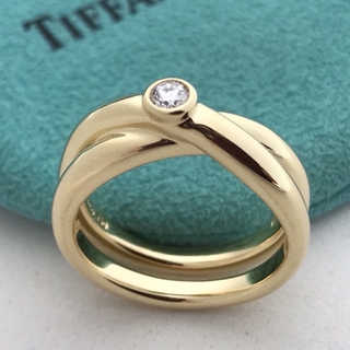 ティファニー(Tiffany & Co.)のTiffany K18YGパロマピカソ クロス1Pダイヤリング12.5号美品希少(リング(指輪))
