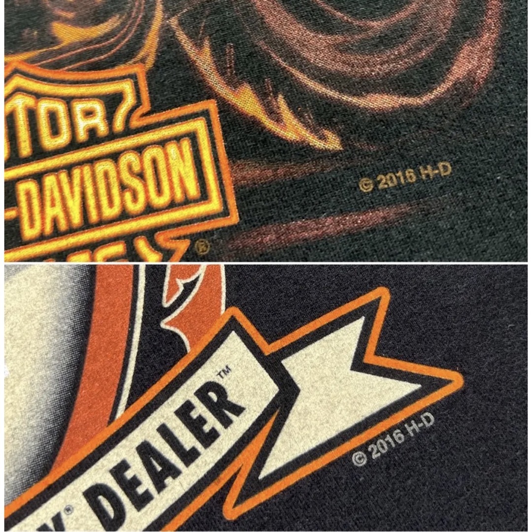 Harley Davidson(ハーレーダビッドソン)のハーレーダビッドソン　ファイヤー・バイク　Tシャツ　両面　工場　オーバーサイズ メンズのトップス(Tシャツ/カットソー(半袖/袖なし))の商品写真