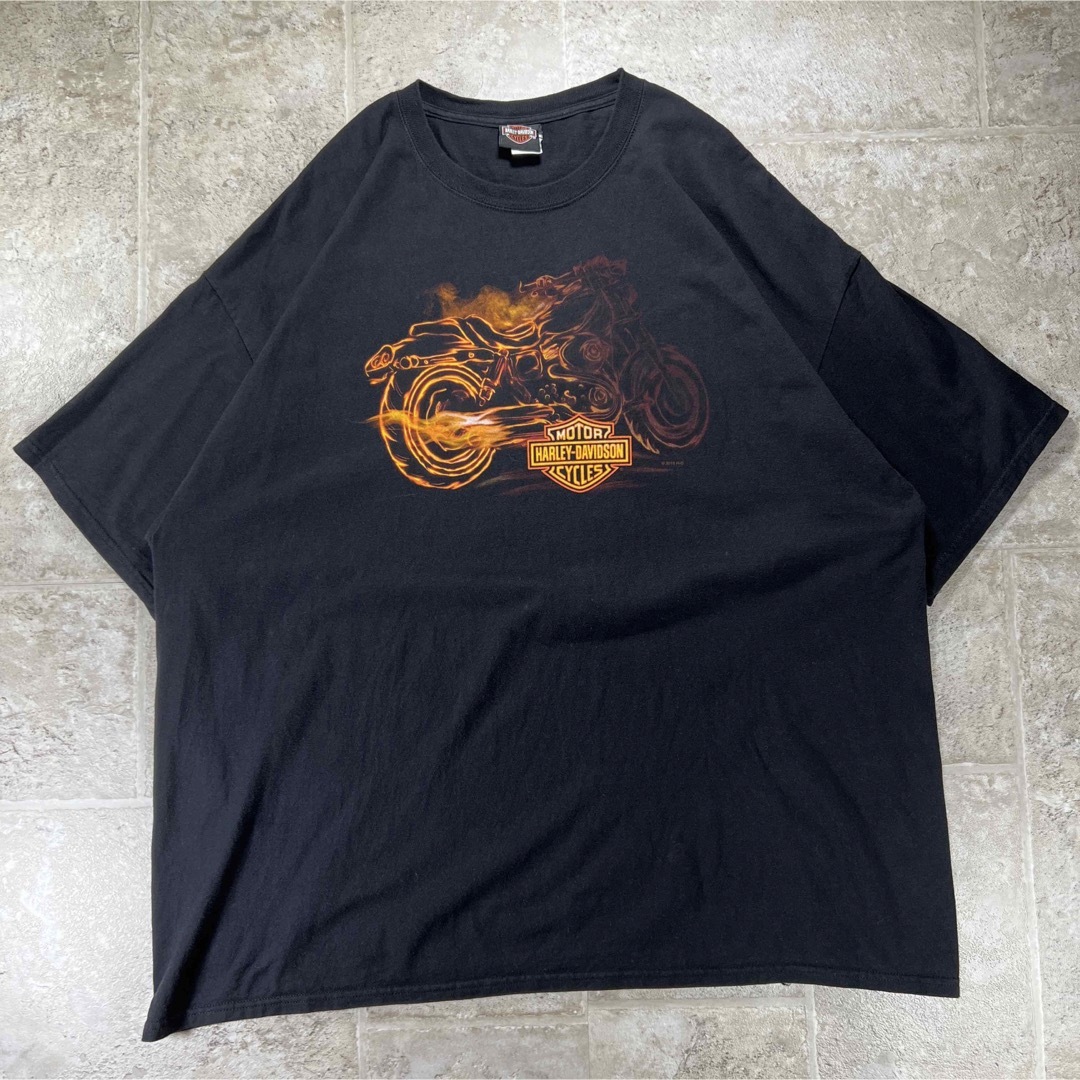 Harley Davidson(ハーレーダビッドソン)のハーレーダビッドソン　ファイヤー・バイク　Tシャツ　両面　工場　オーバーサイズ メンズのトップス(Tシャツ/カットソー(半袖/袖なし))の商品写真