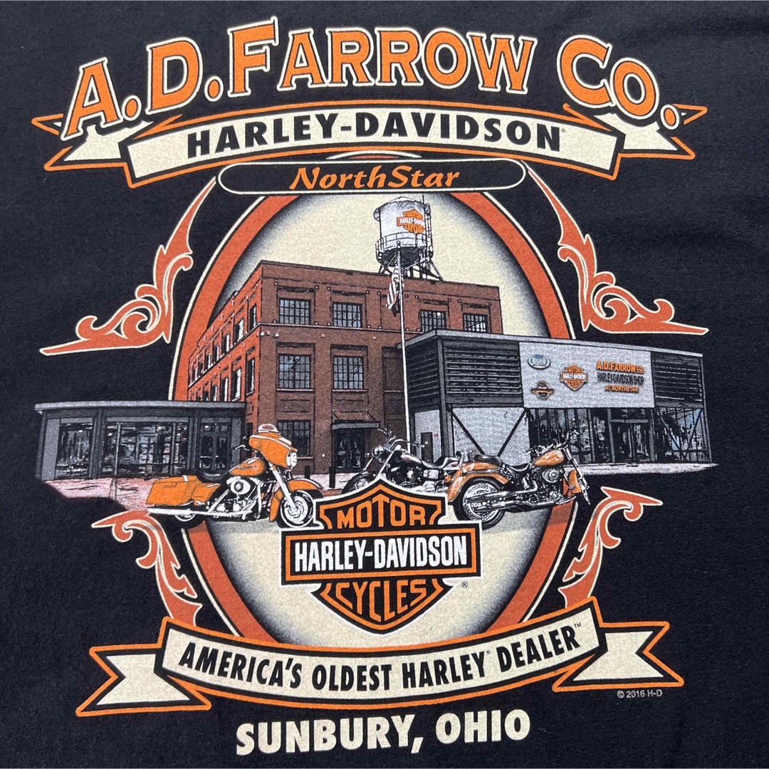 Harley Davidson(ハーレーダビッドソン)のハーレーダビッドソン　ファイヤー・バイク　Tシャツ　両面　工場　オーバーサイズ メンズのトップス(Tシャツ/カットソー(半袖/袖なし))の商品写真