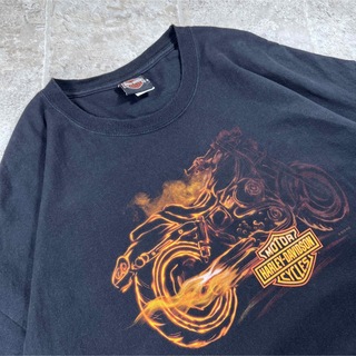 ハーレーダビッドソン(Harley Davidson)のハーレーダビッドソン　ファイヤー・バイク　Tシャツ　両面　工場　オーバーサイズ(Tシャツ/カットソー(半袖/袖なし))