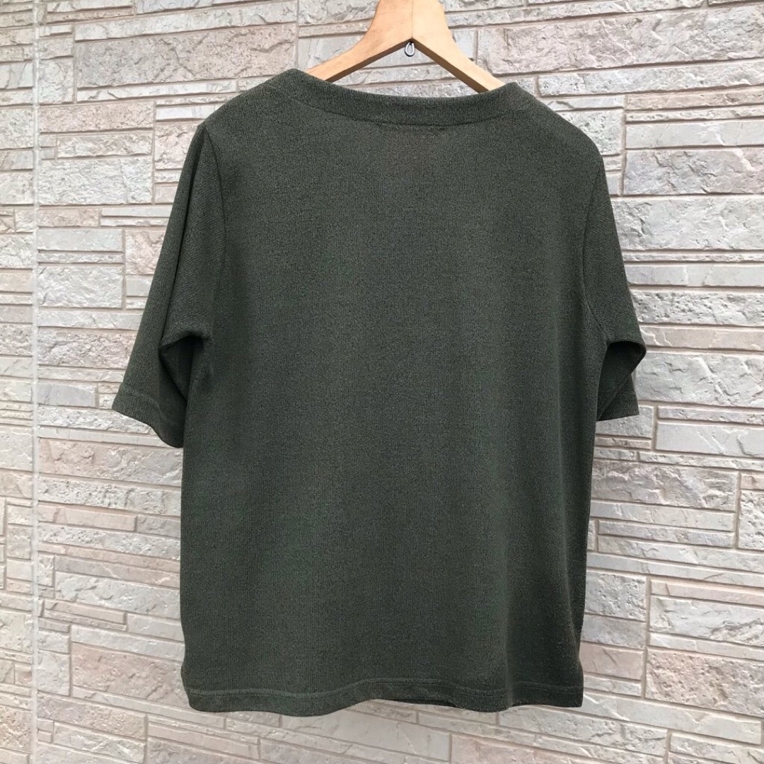 VENCE EXCHANGE(ヴァンスエクスチェンジ)のヴァンスエクスチェンジ　メンズ　キーネックパイルカットソー　パイルTシャツ　緑系 メンズのトップス(Tシャツ/カットソー(半袖/袖なし))の商品写真