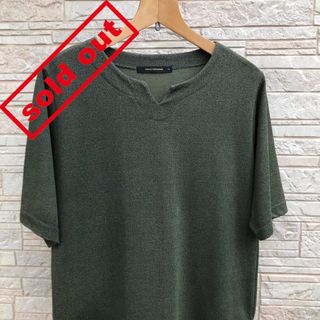 ヴァンスエクスチェンジ(VENCE EXCHANGE)のヴァンスエクスチェンジ　メンズ　キーネックパイルカットソー　パイルTシャツ　緑系(Tシャツ/カットソー(半袖/袖なし))