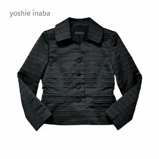 yoshie inaba ヨシエイナバ ジャケット ボーダー ブラック 黒 S(テーラードジャケット)