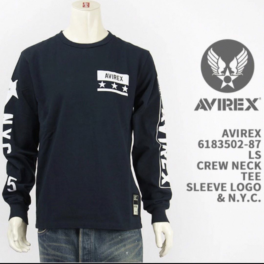 AVIREX(アヴィレックス)の長袖 Tシャツ 袖ロゴ & N.Y.C. AVIREX ネイビー メンズのトップス(Tシャツ/カットソー(七分/長袖))の商品写真