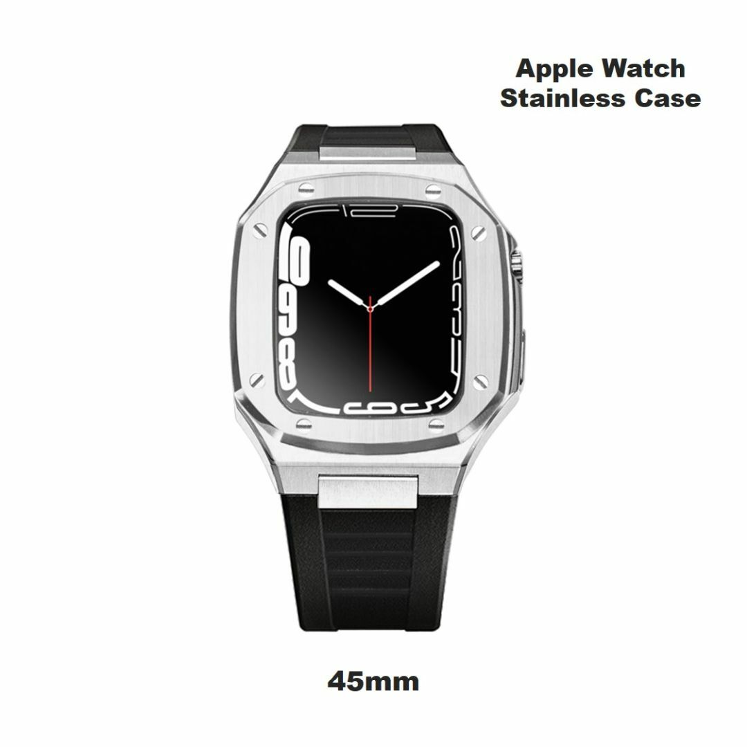 アップルウォッチメタルカスタム カバー&ベルト 45mm対応 SL/BK メンズの時計(腕時計(デジタル))の商品写真