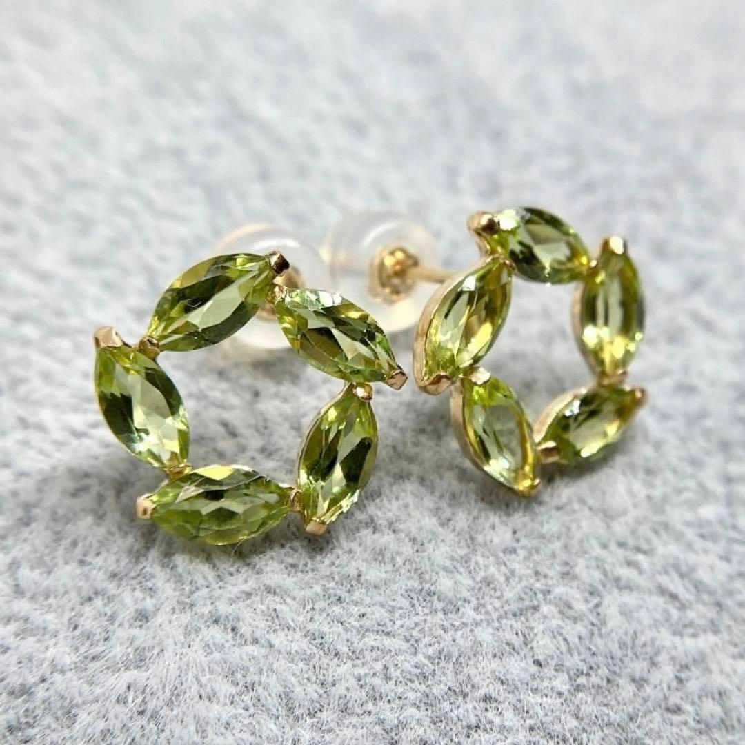 最新情報 天然 ペリドット ピアス 計2.00ct K18 ピアス(両耳用