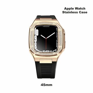 アップルウォッチメタルカスタム カバー&ベルト 45mm対応 DRG/BK(腕時計(デジタル))
