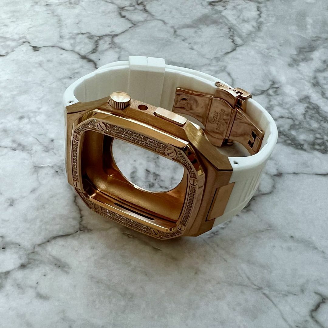 アップルウォッチメタルカスタム カバー&ベルト 44mm対応 DRG/WH メンズの時計(腕時計(デジタル))の商品写真