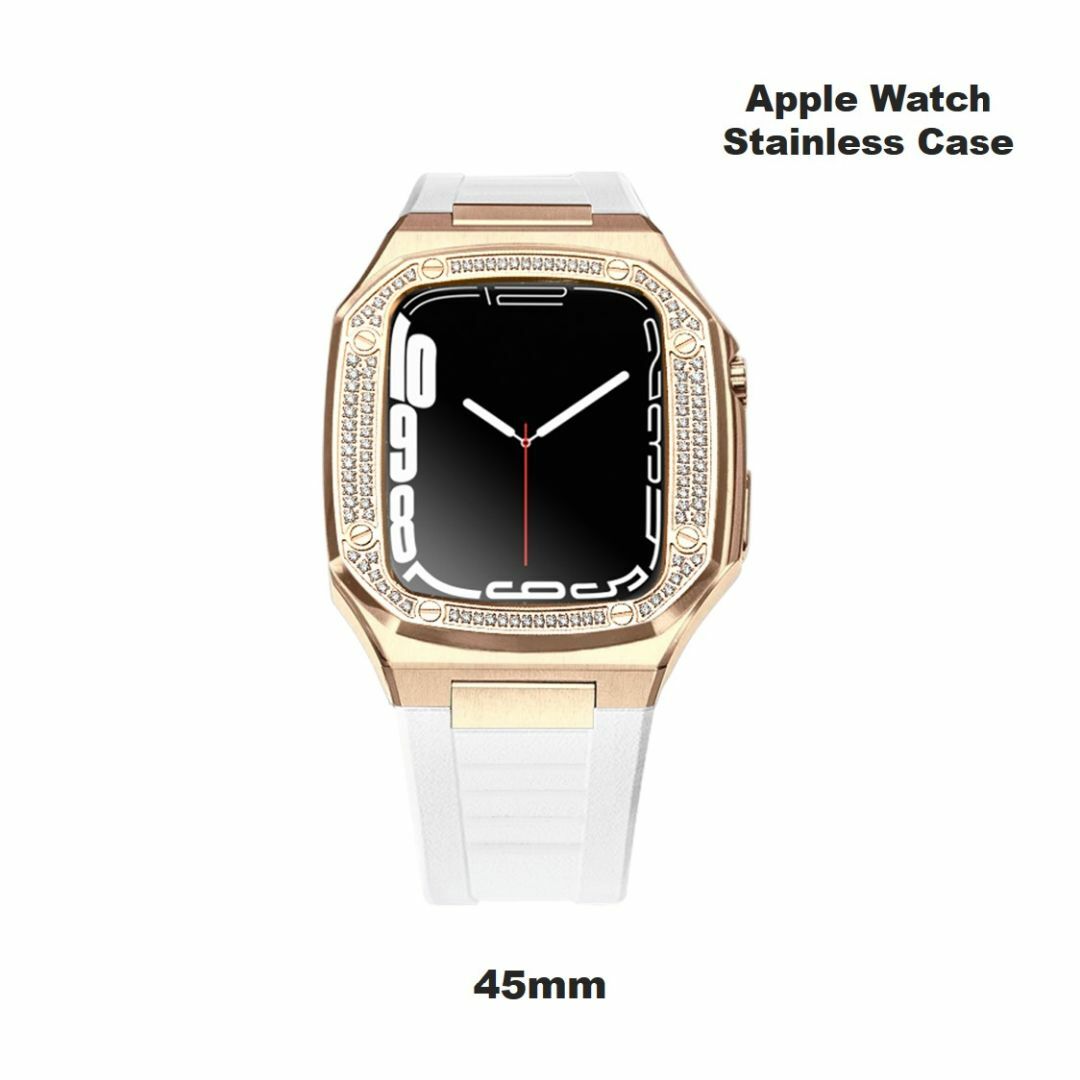 アップルウォッチメタルカスタム カバー&ベルト 45mm対応 DRG/WH メンズの時計(腕時計(デジタル))の商品写真