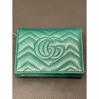 Gucci - GUCCI GGマーモント 二つ折り財布 レザー グリーン