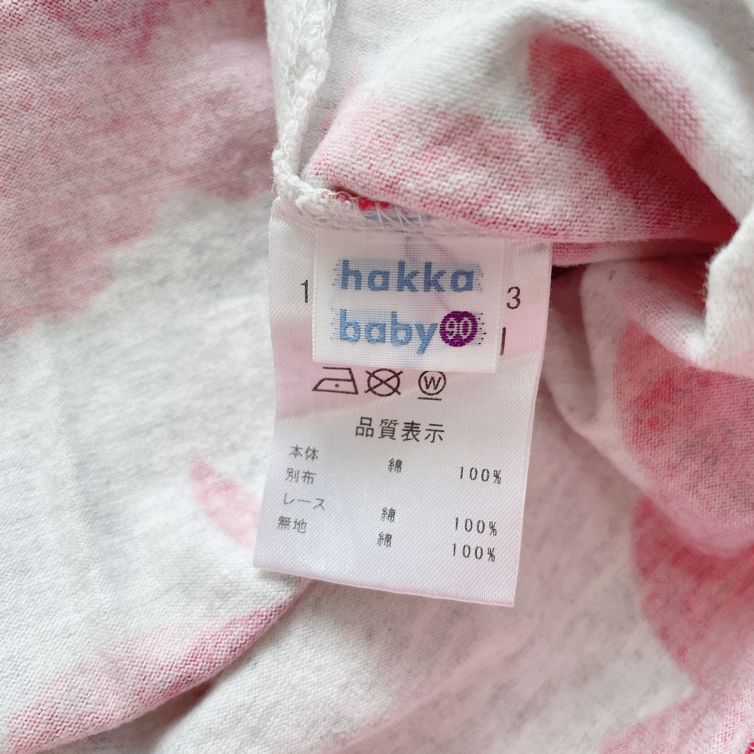 hakka baby(ハッカベビー)のハッカベビー　ワンピース　90  異素材　花　半袖　hakka baby キッズ/ベビー/マタニティのキッズ服女の子用(90cm~)(ワンピース)の商品写真