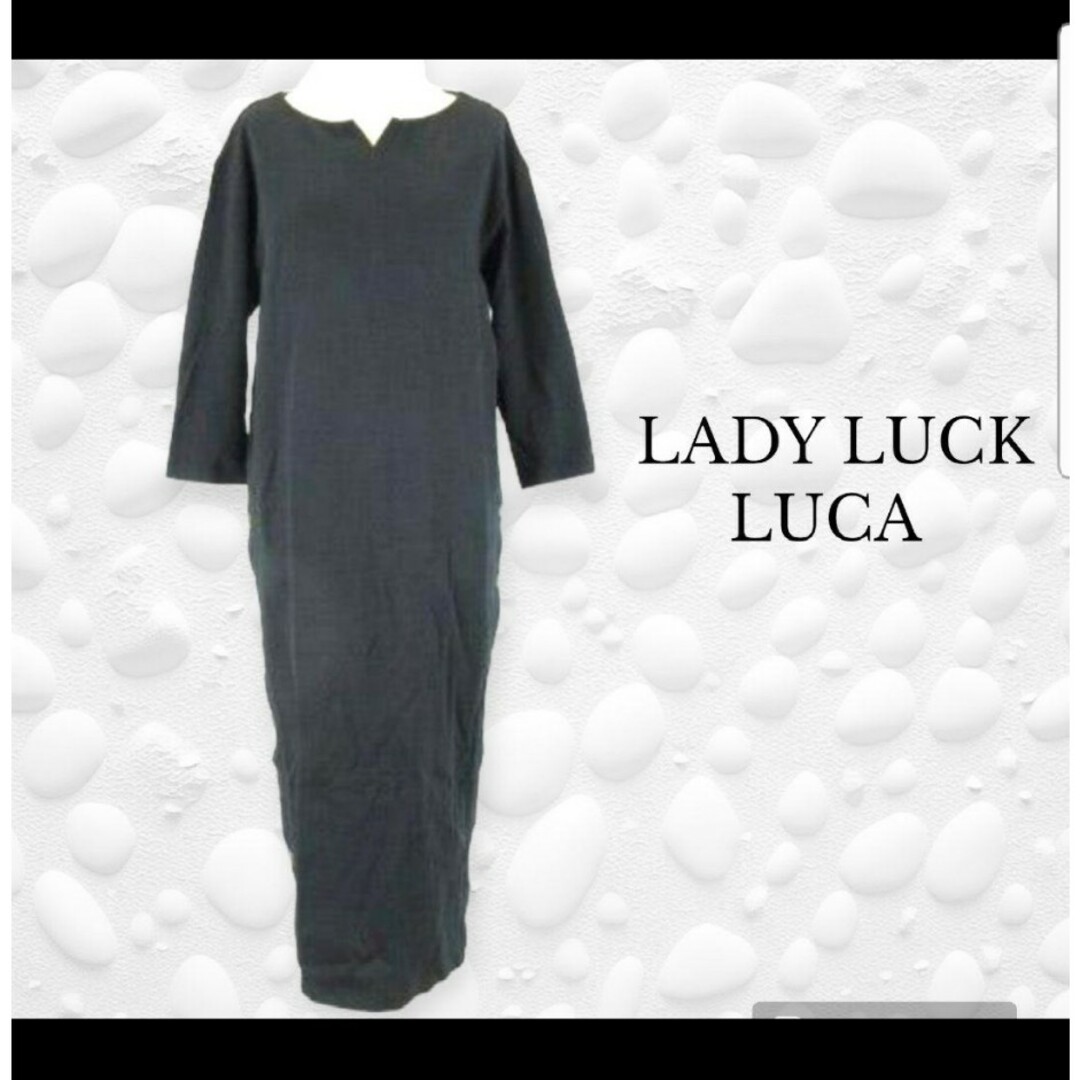 LUCA/LADY LUCK LUCA(ルカレディラックルカ)のLADY LUCK LUCA サイドボタンマキシワンピース ロング ブラック レディースのワンピース(ロングワンピース/マキシワンピース)の商品写真