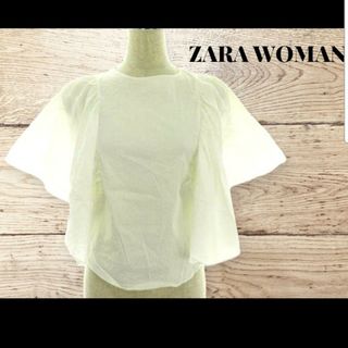 ザラ(ZARA)のZARA WOMAN ザラウーマン フリル5分袖 ブラウス カットソー  S(カットソー(半袖/袖なし))