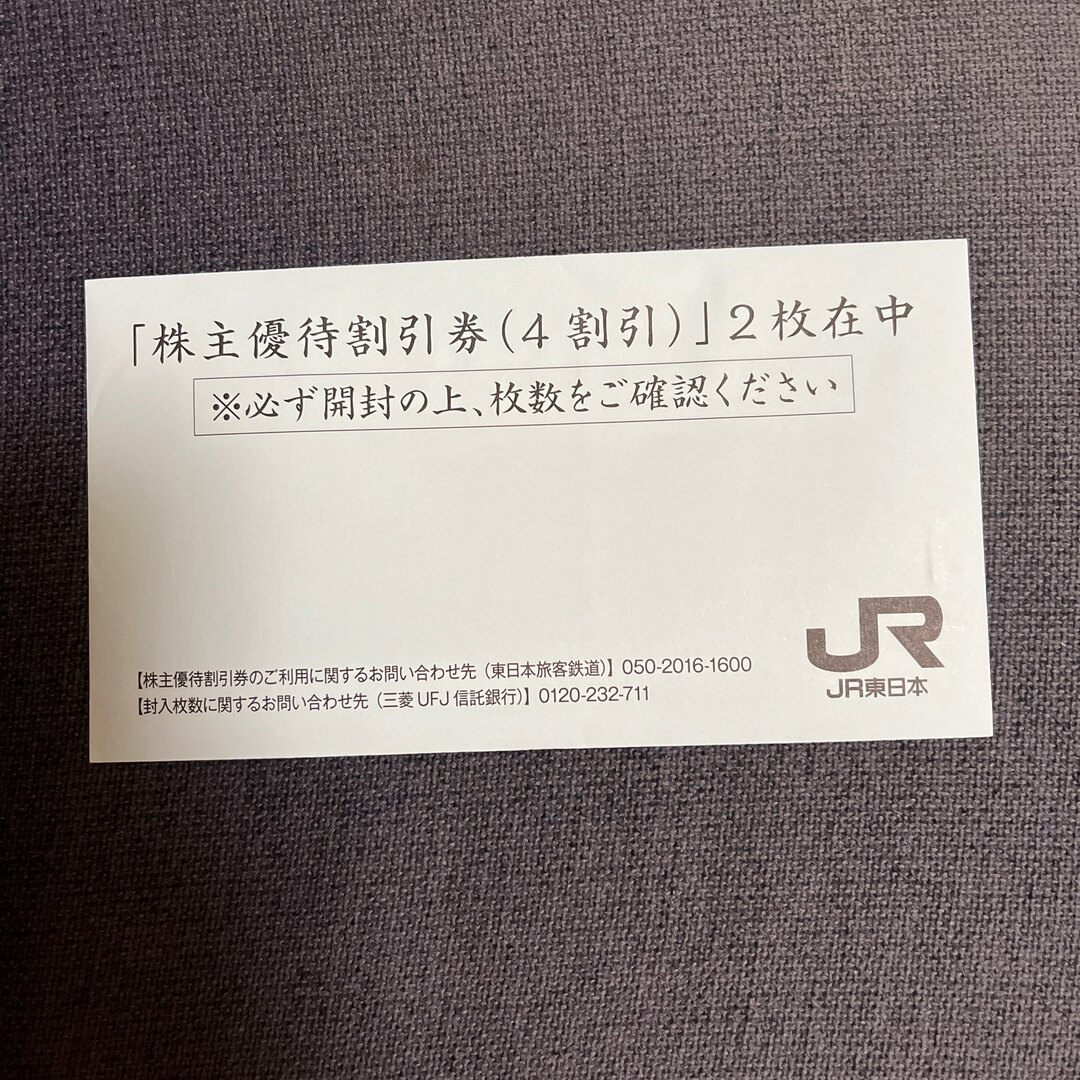 JR東日本株主優待割引券2枚　未開封