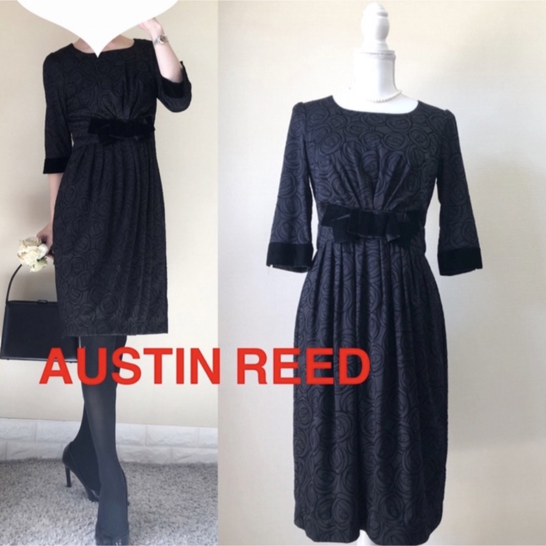 AUSTIN REED オースチンリード 英国王室 ワンピース 黒 38 SM - ひざ丈
