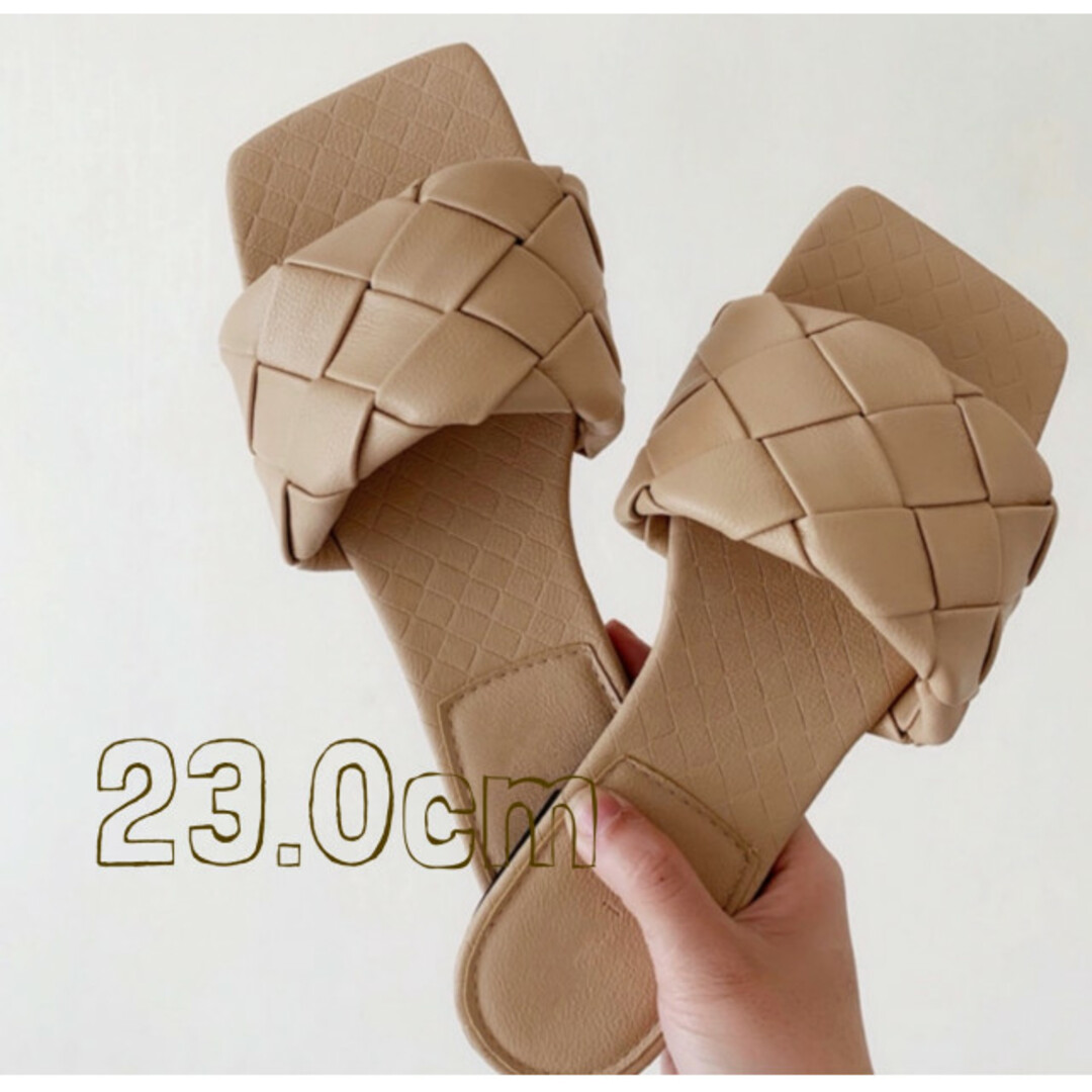 メッシュ編み フラットサンダル ベージュ 36 きれいめ レディース ブラウン レディースの靴/シューズ(サンダル)の商品写真