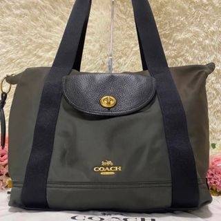 COACH希少 トートバッグ ターンロック A4収納 大容量 ナイロン レザー