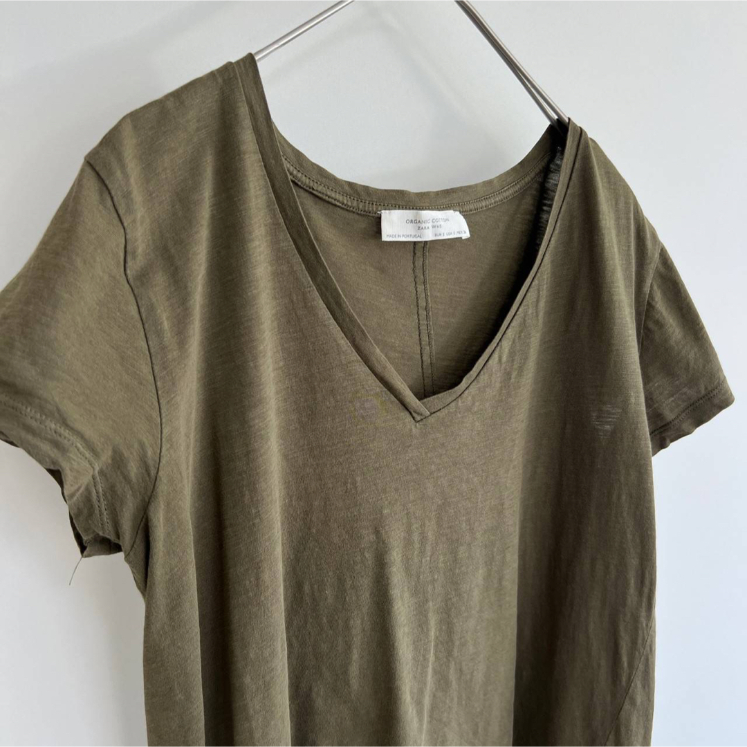 ZARA(ザラ)のザラ 半袖 Tシャツ Vネック オーガニック コットン 無地 レディースのトップス(Tシャツ(半袖/袖なし))の商品写真