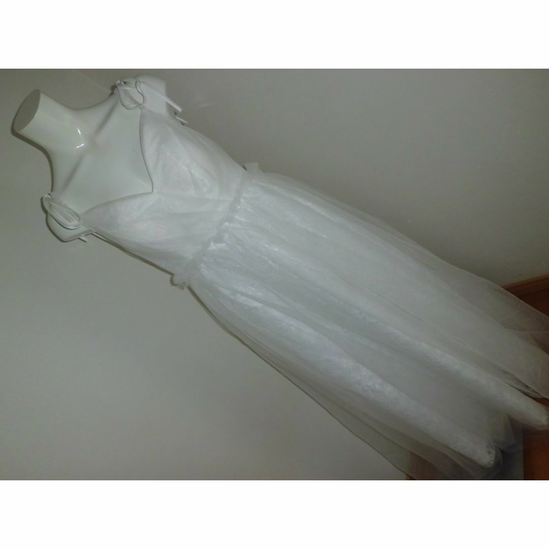 美品 ML 白 シフォンロングドレス バースディウエディングドレス キャバドレス 1