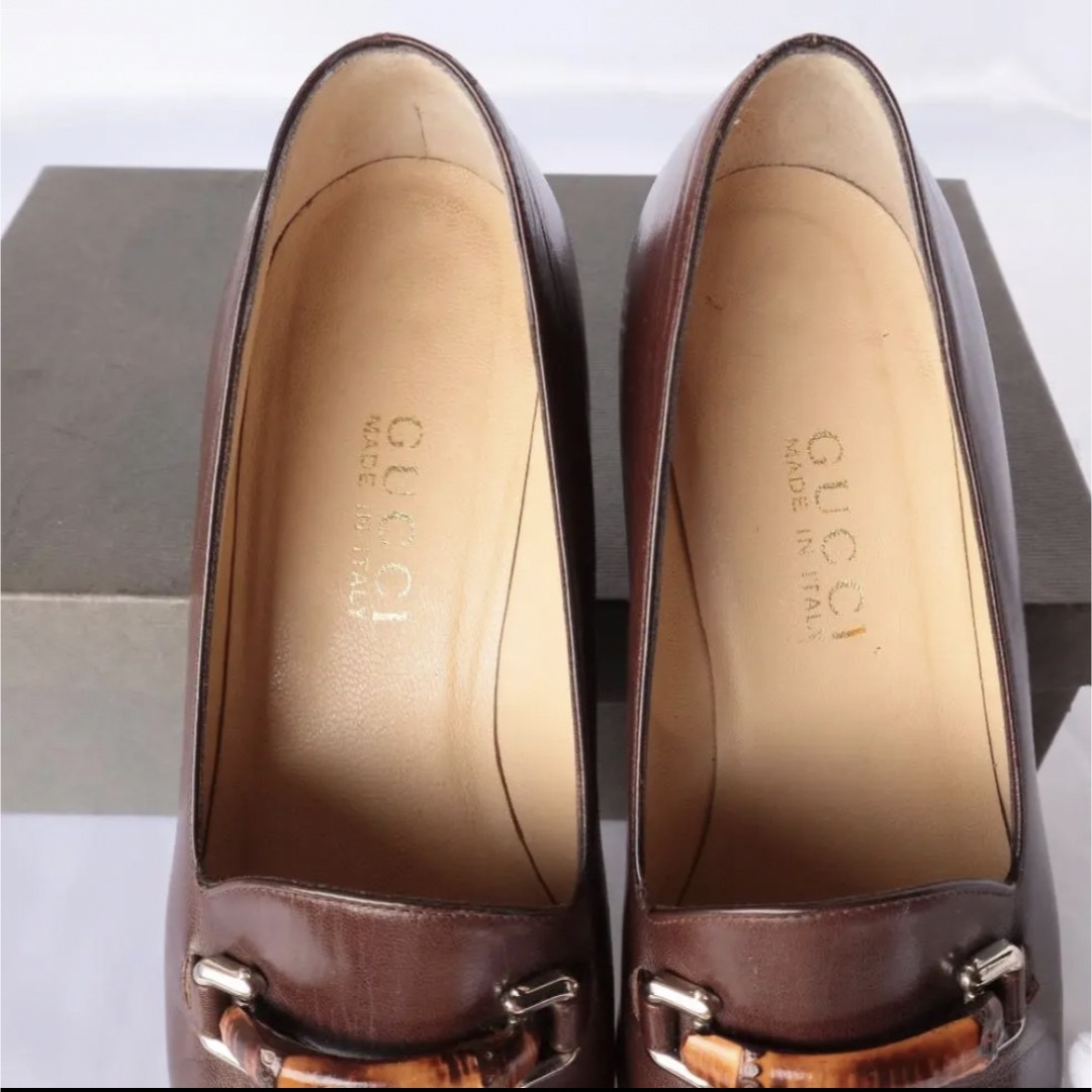 Gucci(グッチ)のグッチ　バンブーローファー　ダークブラウン　4cmヒール　38 レディースの靴/シューズ(ローファー/革靴)の商品写真