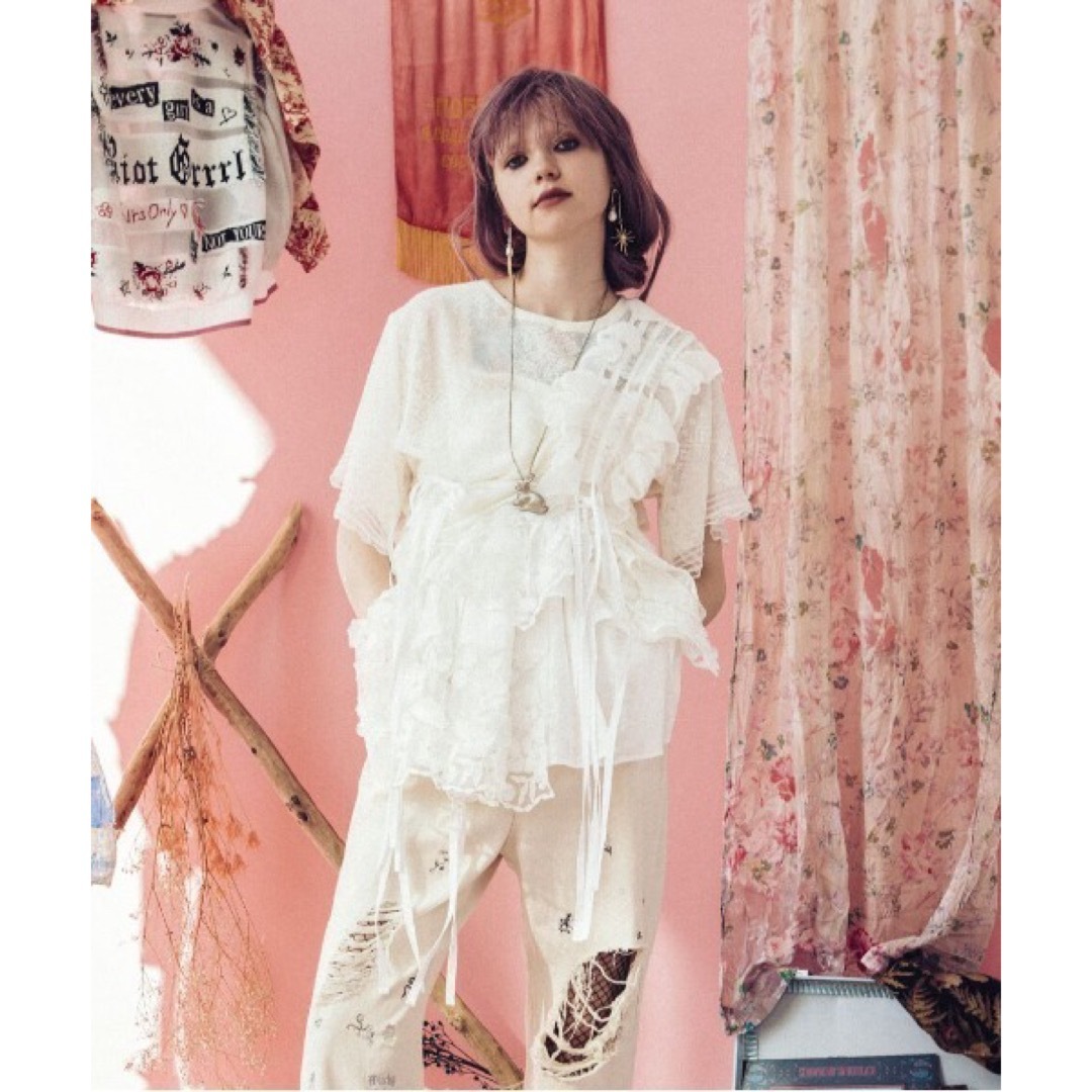 rurumu: 21S/S frill knit PO white　縷縷夢兎