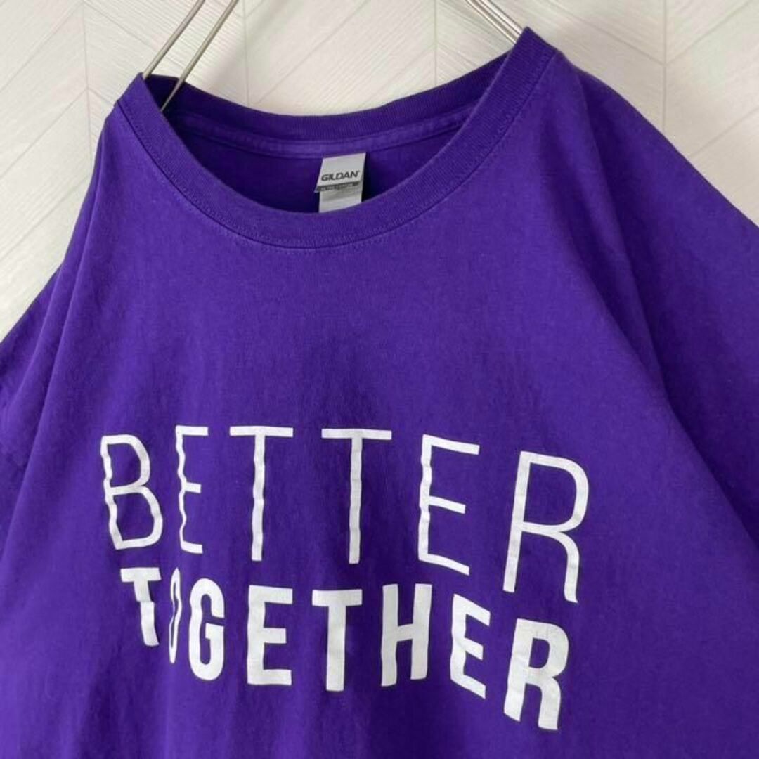 GILDAN - USA古着 ギルダン チームロゴ Tシャツ 超ビックサイズ 紫