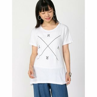 アールエヌエー(RNA)の【ホワイト】クロスプリントベーシックヨレTシャツ(カットソー(長袖/七分))