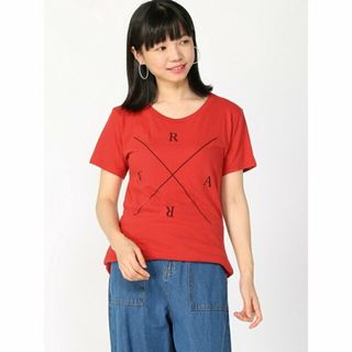 アールエヌエー(RNA)の【レッド】クロスプリントベーシックヨレTシャツ(カットソー(長袖/七分))