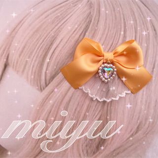 ヘアクリップ （ ドット レース パールハート　 ） ロリィタ ヘアメ(バレッタ/ヘアクリップ)