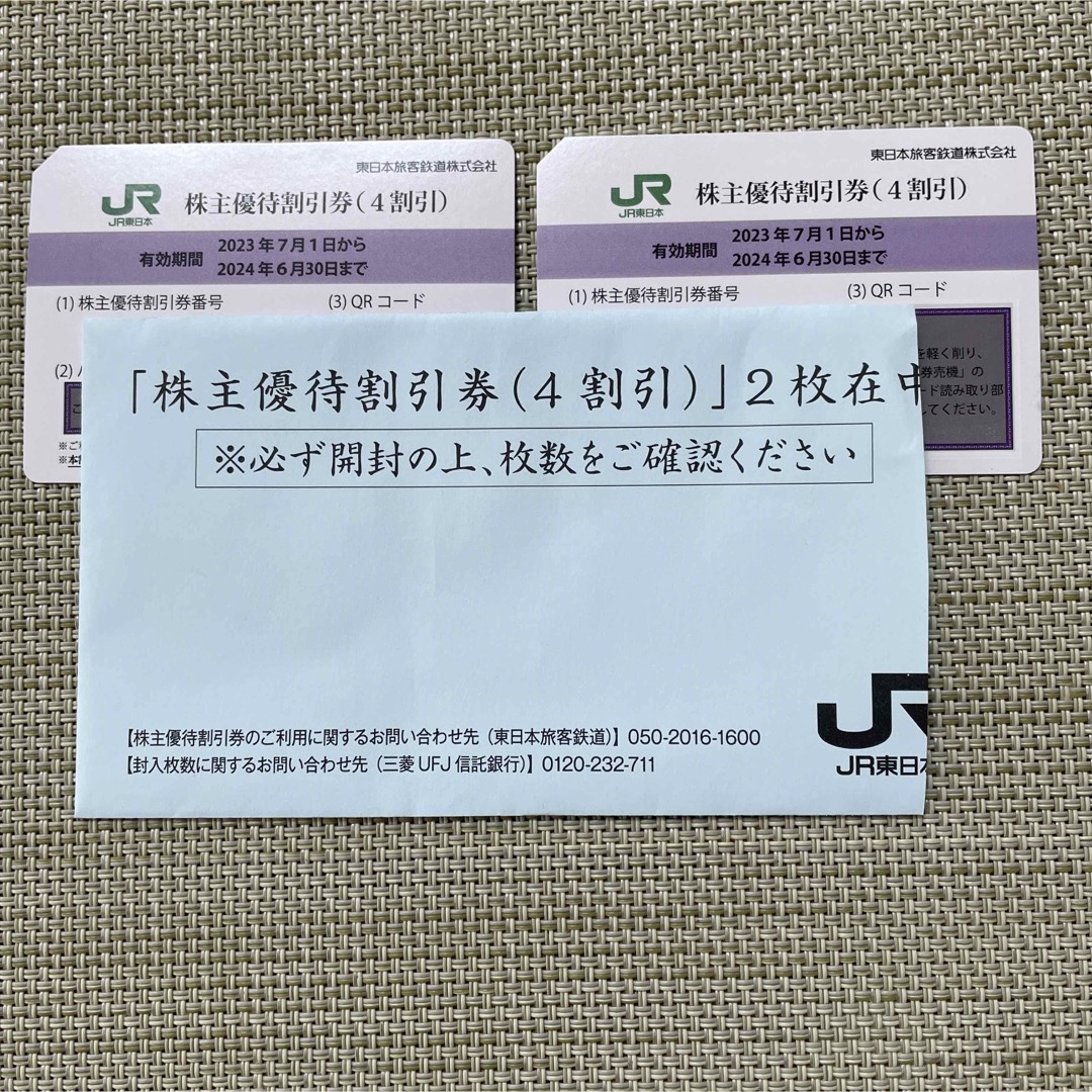 ☆JR東日本 株主優待 割引券 2枚 チケットの乗車券/交通券(鉄道乗車券)の商品写真