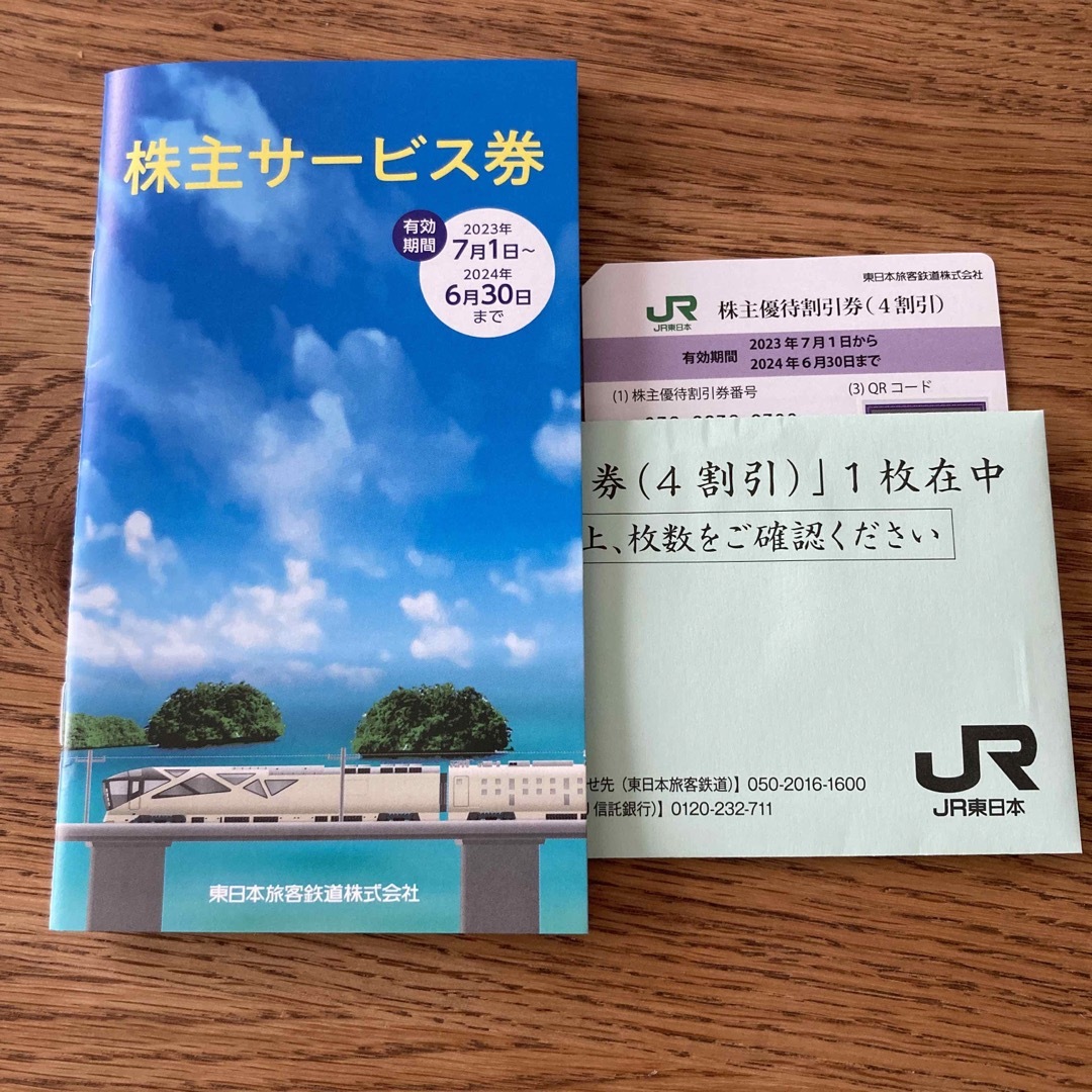JR東日本株主優待割引券4枚綴りと株主サービス券