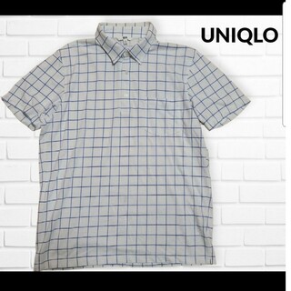 ユニクロ(UNIQLO)のUNIQLO ユニクロ ブルーチェック ポロシャツ オーバーサイズ XL 青白(ポロシャツ)