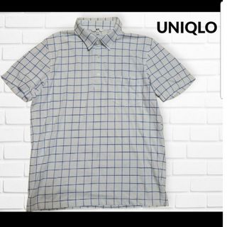 ユニクロ(UNIQLO)のUNIQLO ユニクロ ブルーチェック ポロシャツ オーバーサイズ XL 青白(ポロシャツ)