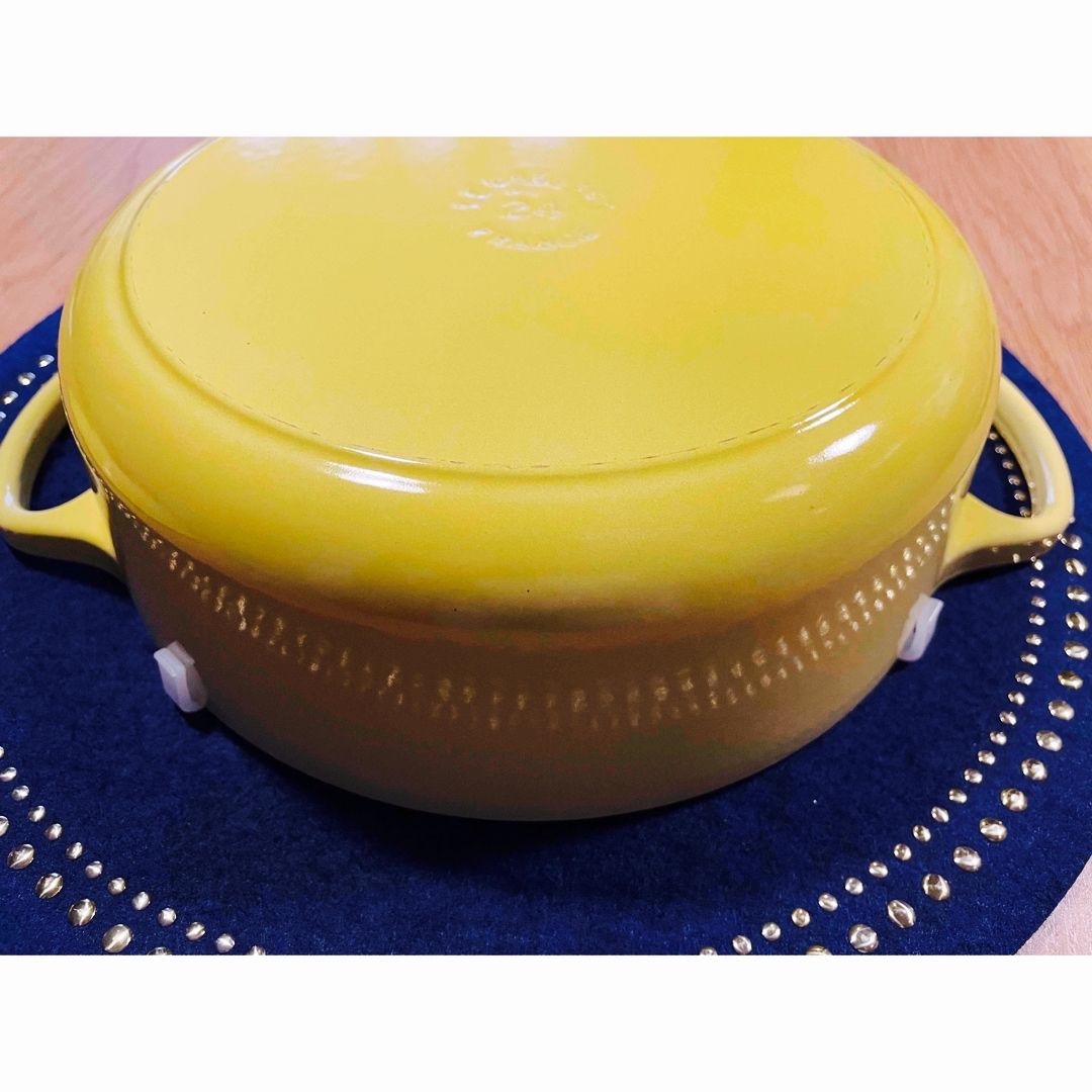 LE CREUSET - ル・クルーゼ/ココット・ロンド(イエロー) 24cm(美品